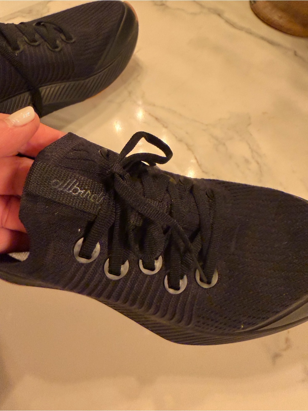 Allbirds Women's Tree Gliders, natural black/rugged khaki sole, worn a few times